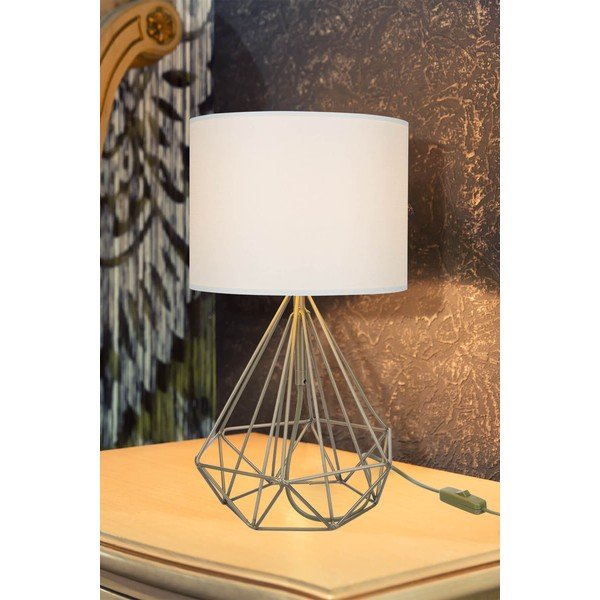 Lampada da tavolo con paralume in tessuto color crema-oro (altezza 46,5 cm) Pena - Squid Lighting-image-1