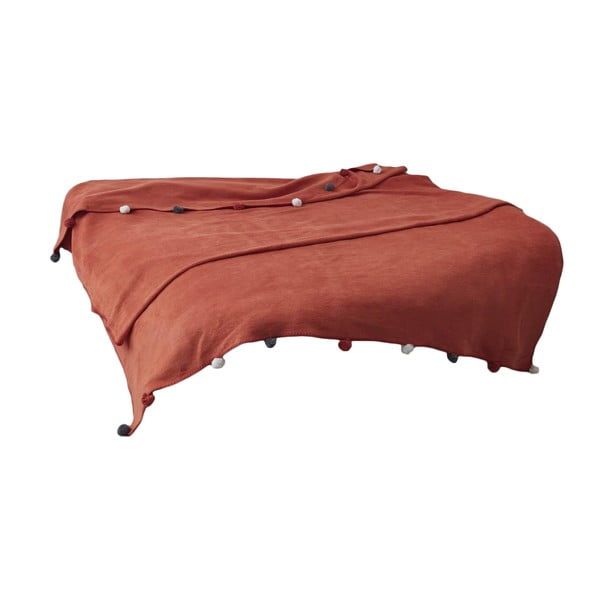 Copriletto color mattone in vello 150x200 cm Pom Pom – Mijolnir