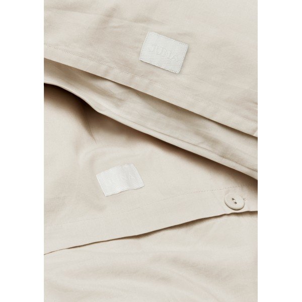 Set copripiumino e federa beige in percalle di cotone per letto singolo 140x200 cm Christmas Fable – JUNA-image-3