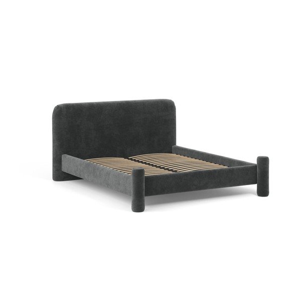 Letto matrimoniale imbottito grigio scuro con rete inclusa 160x200 cm Vera – Micadoni -image-1