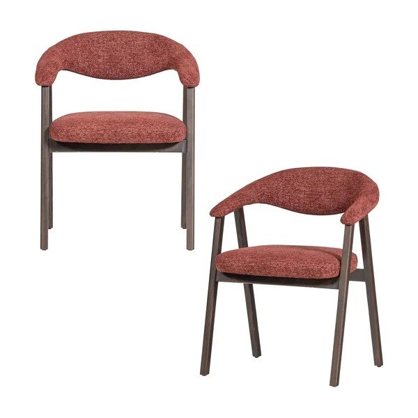 Sedie da pranzo in set burgundy imbottito con braccioli 2 pz Avar – WOOOD