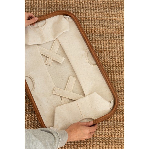 Cesta per il bucato color crema in tessuto pieghevole Bamboo/Linen – Bigso-image-3