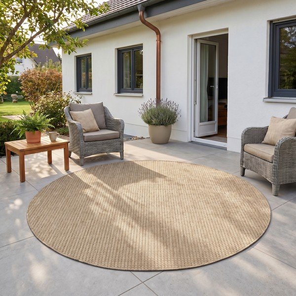 Tappeto da interno/esterno rotondo beige ø 160 cm Mira 1450 – Ayyildiz Carpets-image-1