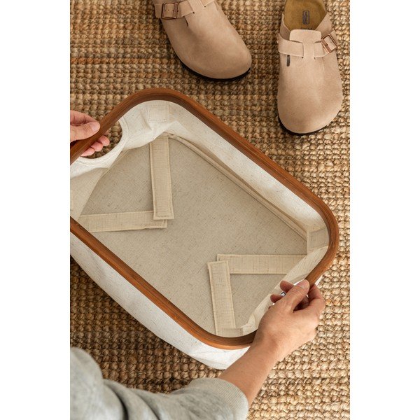 Scatola color crema in tessuto 38x26x16 cm Bamboo/Linen – Bigso-image-2