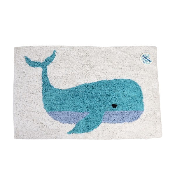 Tappetino da bagno bianco/blu 83x52,5 cm Whale - Rex London