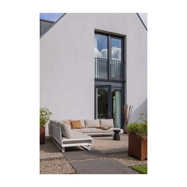 Divano da giardino in alluminio bianco-grigio (angolo sinistro) Flint - Exotan-image-2