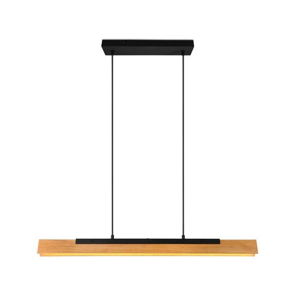 Lampadario LED nero opaco con paralume in legno Kerala – Trio