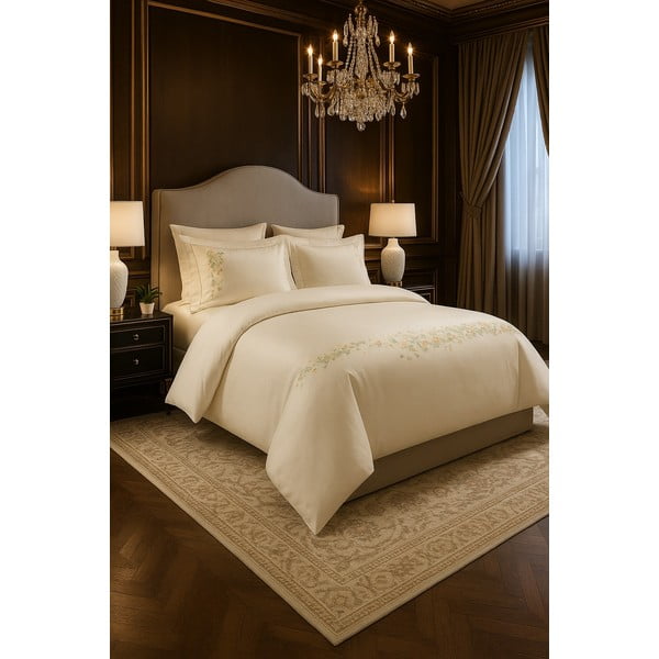 Set copripiumino e federa color crema in raso di cotone per letto singolo con lenzuolo incluso/6 pezzi 140x200 cm Maison Bloom – Mila Home Luxury-image-1