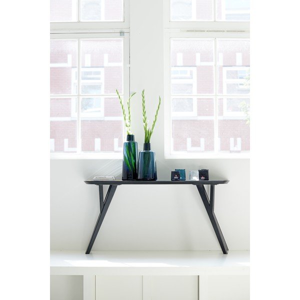 Tavolo consolle nero opaco in acacia massiccia 44x160 cm Quenza – Light & Living-image-1