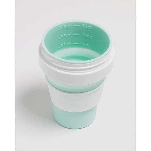 Tazza da viaggio pieghevole verde e bianca Mint, 355 ml Pocket Cup - Stojo-image-3