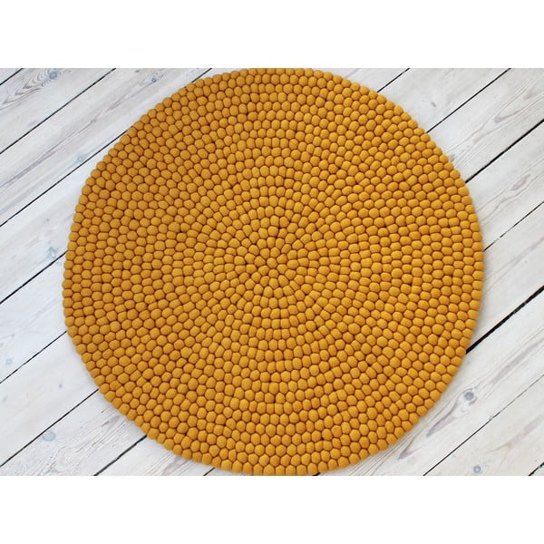 Tappeto in lana giallo senape, ⌀ 90 cm Ball Rugs - Wooldot-image-1