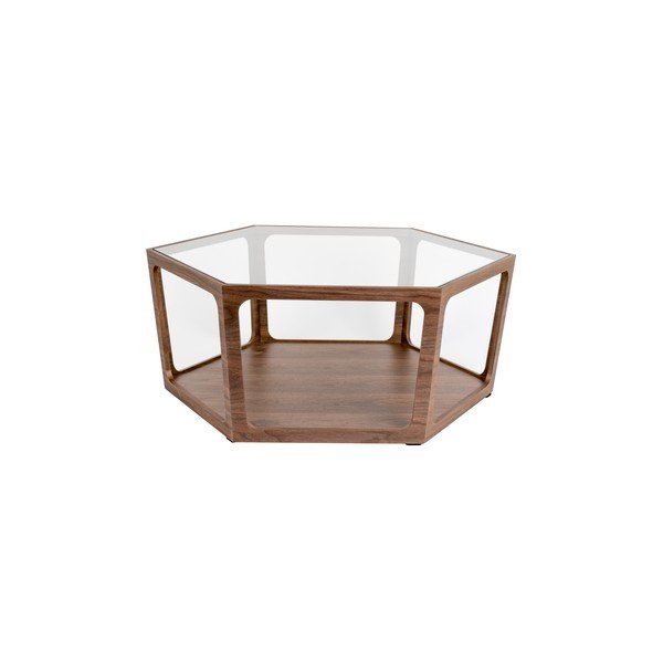 Tavolino da salotto colore naturale scuro con piano in vetro 80x92,5 cm Sita – Dutchbone