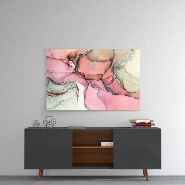 Pittura di vetro con motivo a marmi rosa, 110 x 70 cm Pink Marble - Insigne-image-1