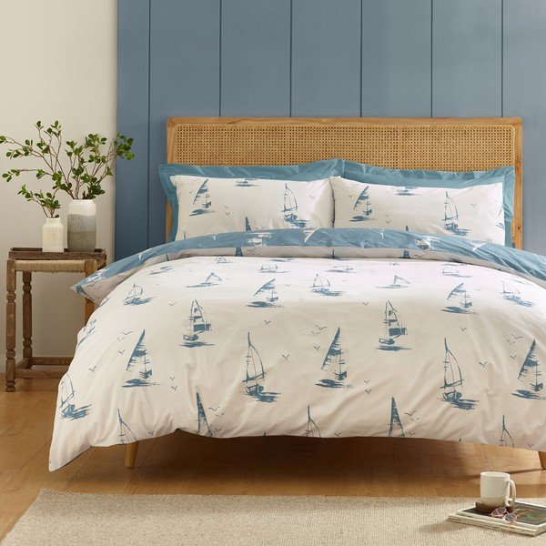 Set copripiumino e federa blu per letto singolo 135x200 cm Salcombe Boats – Catherine Lansfield-image-1