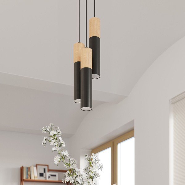 Lampada a sospensione nera ø 6 cm Paul - Sollux-image-1
