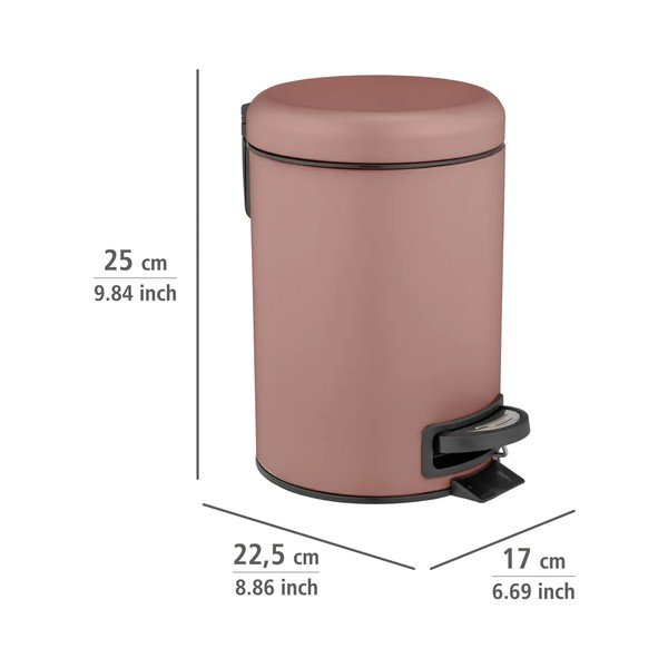 Cestino per la spazzatura color salmone in acciaio con pedale 3 l Leman – Wenko-image-3