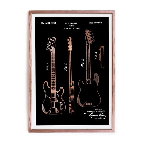 Poster incorniciato Chitarra Fender, 65 x 45 cm Clarence Fender Guitar 1953 - Really Nice Things