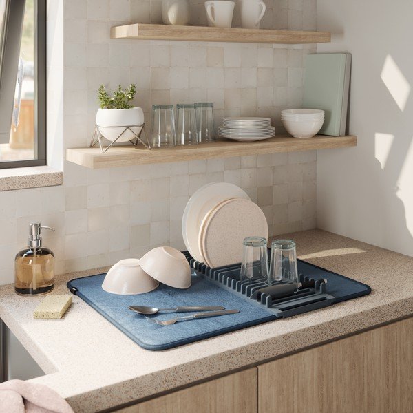 Tappetino scolapiatti in tessuto blu 61x46 cm Udry - Umbra-image-1