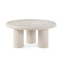 Tavolino da salotto rotondo color crema con effetto pietra ø 80 cm Iriel – MOME