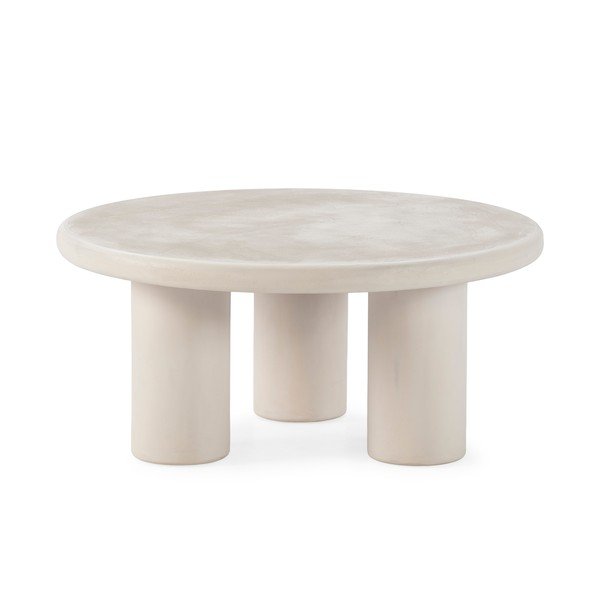 Tavolino da salotto rotondo color crema con effetto pietra ø 80 cm Iriel – MOME