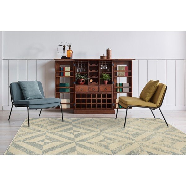 Tappeto in lana beige 133x180 cm Tile - Agnella-image-1