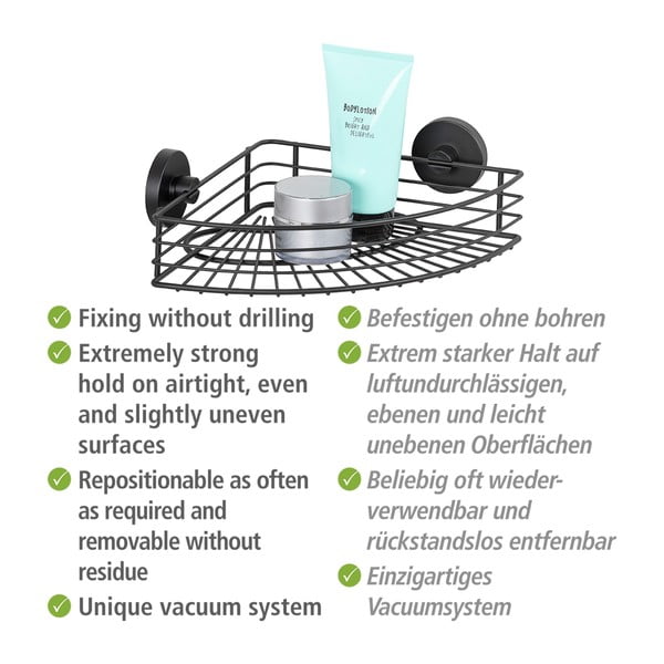 Mensola angolare nera per bagno Vacuum-Loc Bari - Wenko-image-3