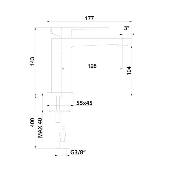 Rubinetto per lavandino in argento lucido verticale Latus – Sapho-image-2