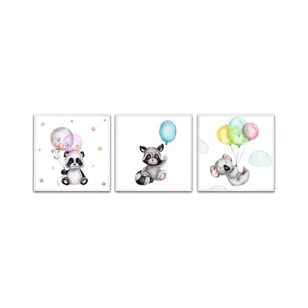 Quadri per bambini in set da 3 20x20 cm Three Friends - knor