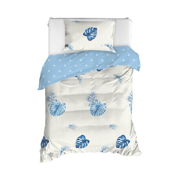 Biancheria da letto singola Ranforce in cotone Terezie Blue, 140 x 200 cm - Mijolnir-image-1
