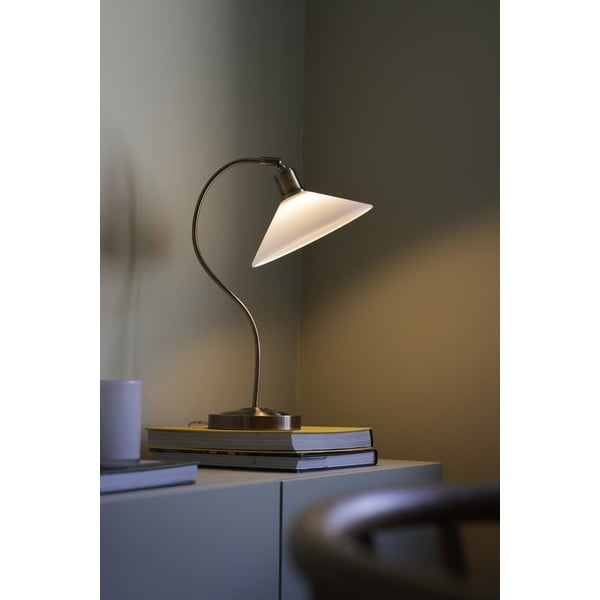 Lampada da tavolo bianca e color ottone con paralume in vetro (altezza totale 49 cm) Vela – Markslöjd-image-1