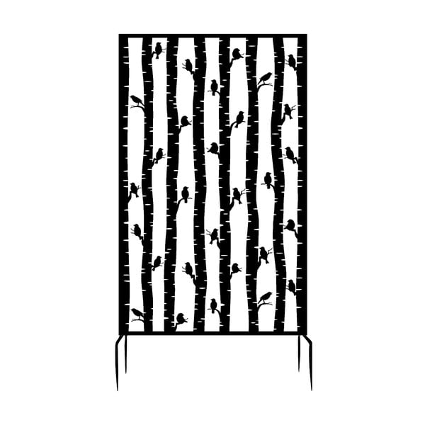 Paravento da balcone in metallo nero 100x186 cm Birds - Esschert Design