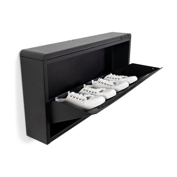 Scarpiera nera in metallo con ante ribaltabili/da parete 75x38x13 cm Mario – Spinder Design-image-3
