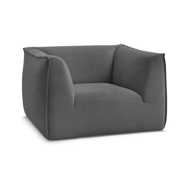 Poltrona grigio scuro con rivestimento in velluto a coste Giorgia – Bobochic Paris