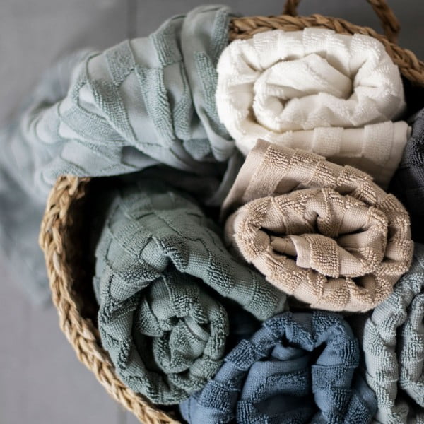 Asciugamano in cotone verde scuro 50x95 cm Geo - Mette Ditmer Denmark-image-4