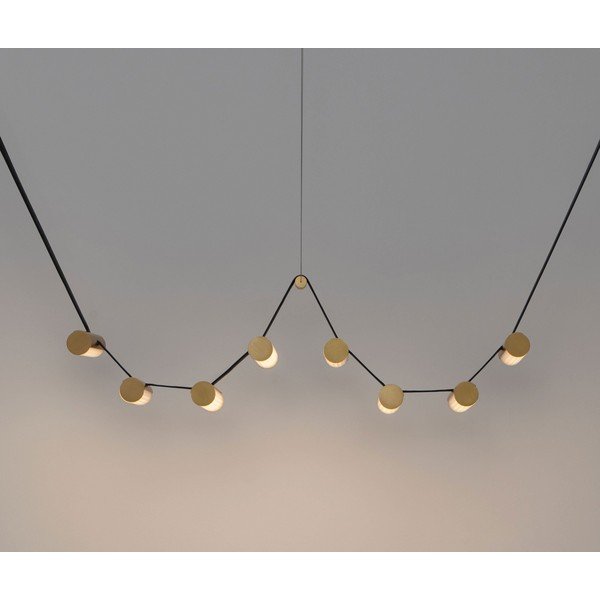 Lampadario LED color ottone in alluminio con paralume in vetro con intensità regolabile Luma – Nova Luce-image-4