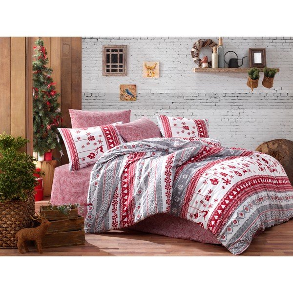 Lenzuola con lenzuolo per letto singolo in cotone ranzato Nazenin Home Grey, 140 x 200 cm Snow - Mijolnir