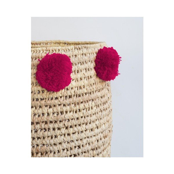 Set di 2 cesti in fibra di palma con decorazioni rosa scuro Milo Basket - Madre Selva-image-2
