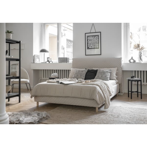 Letto matrimoniale imbottito beige con rete 180x200 cm Sleepy Luna - Miuform-image-1