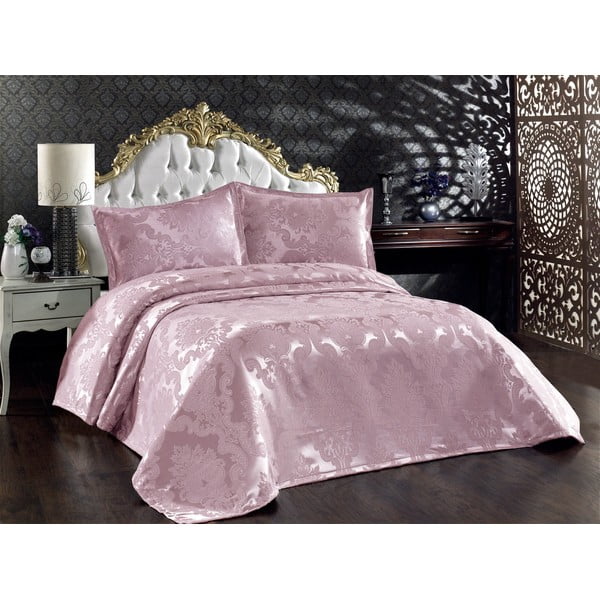 Set copriletto e federa in cotone rosa per letto matrimoniale 240x260 cm Beste - Mijolnir