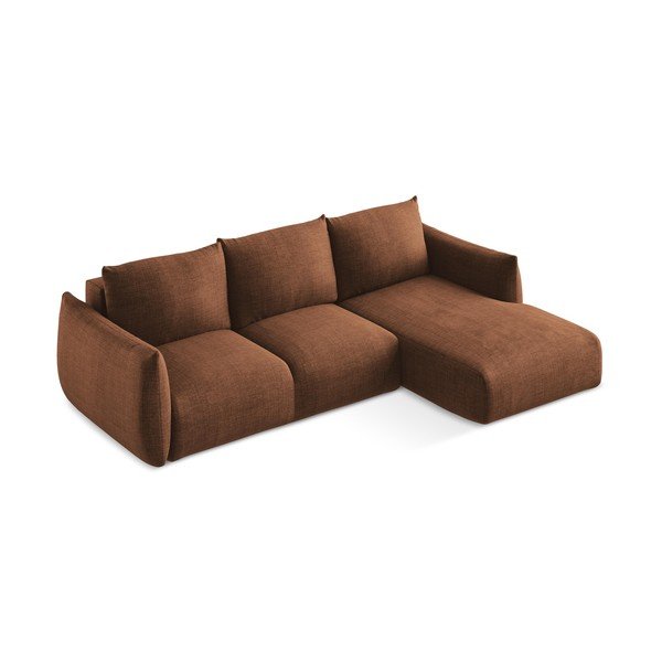 Divano angolare color terracotta allungabile (con penisola a destra/con chaise lounge) Leila – Makamii-image-3