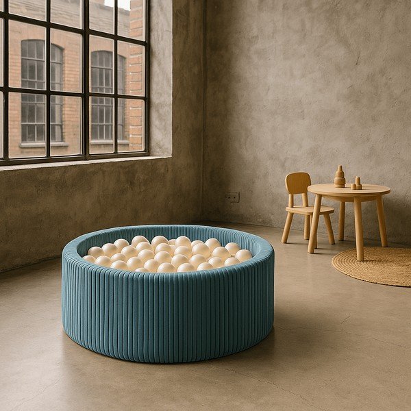 Piscina di palline turchese in velluto a coste ø 90x30 cm Montessori – Meowbaby-image-1