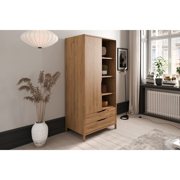Armadio in legno di quercia in colore naturale 90x188 cm Twig - The Beds-image-1