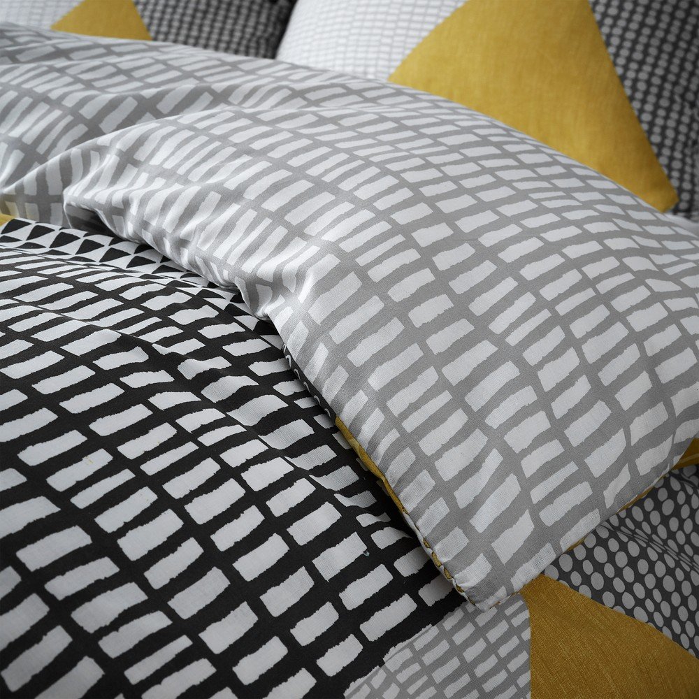 Trapunta King Size 3 Pezzi In 100% Cotone - Copriletto Reversibile Giallo Grigio Bianco Con Motivi Floreali E Geometrici