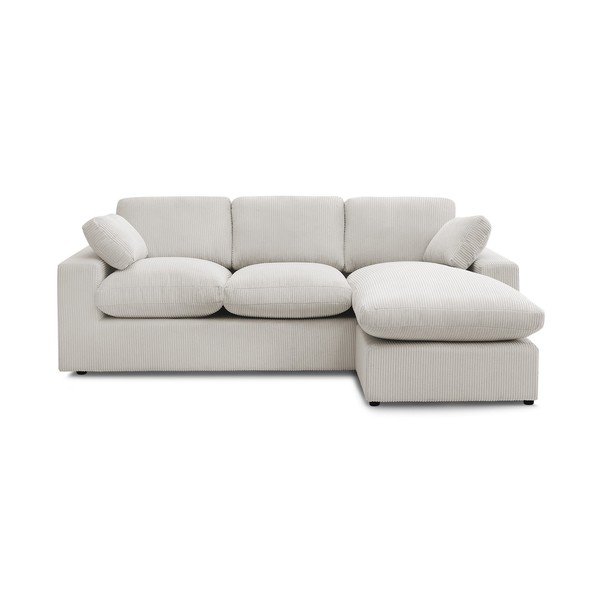 Divano angolare beige con rivestimento in velluto a coste Belair – Bobochic Paris