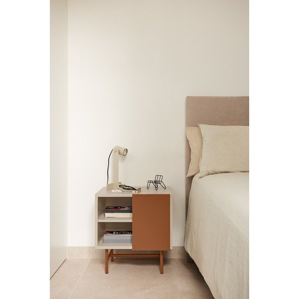 Comodino color mattone/beige opaco con ripiani Nube – Teulat-image-1