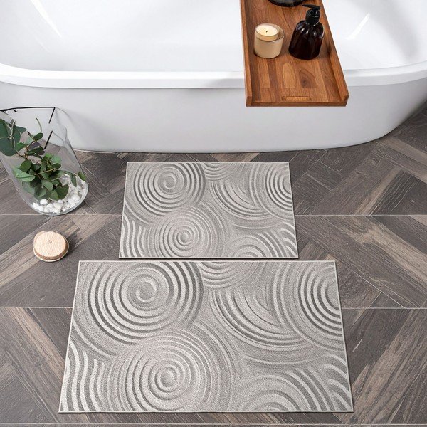 Set di tappetini per il bagno grigio chiaro 2 pz 60x100 cm – Foutastic-image-4