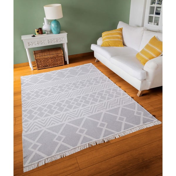 Tappeto in cotone bianco e grigio , 160 x 230 cm Duo - Oyo home-image-3