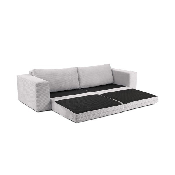 Divano letto in velluto a coste grigio chiaro Donatella - Milo Casa-image-4