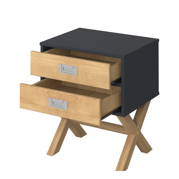 Comodino grigio antracite Leidi, 42 x 52 cm - Marckeric-image-2