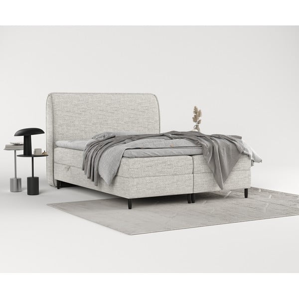 Letto boxspring grigio chiaro con contenitore 180x200 cm Melba - Maison de Rêve-image-1